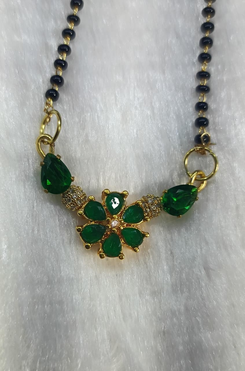 Party Wear Green Short Mangalsutra